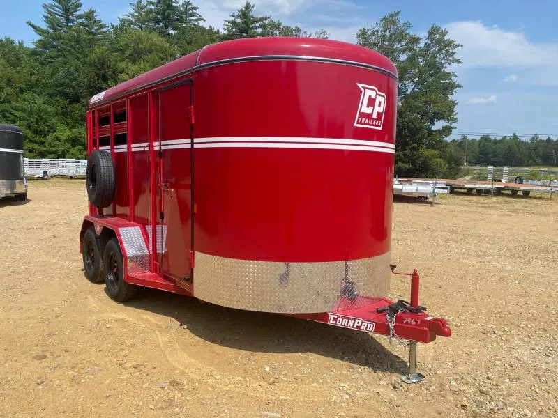 2025 CornPro 7x14 Steel 7K Slant Load Horse Trailer w/Extra Height & HD Dividers