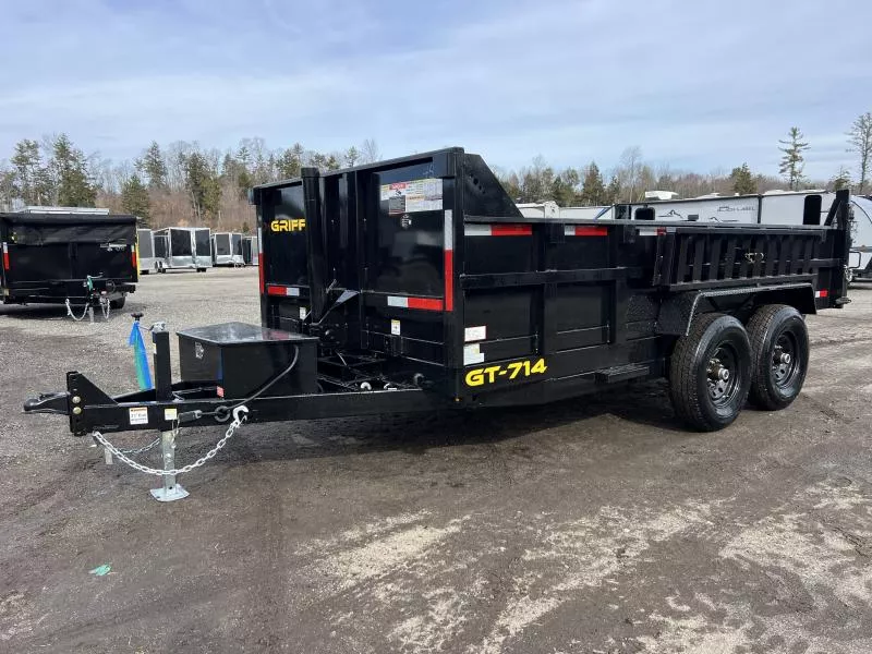 2025 Griffin Trailers 7x14 14K Telescopic Powder Coated Dump Trailer w/ Ramps