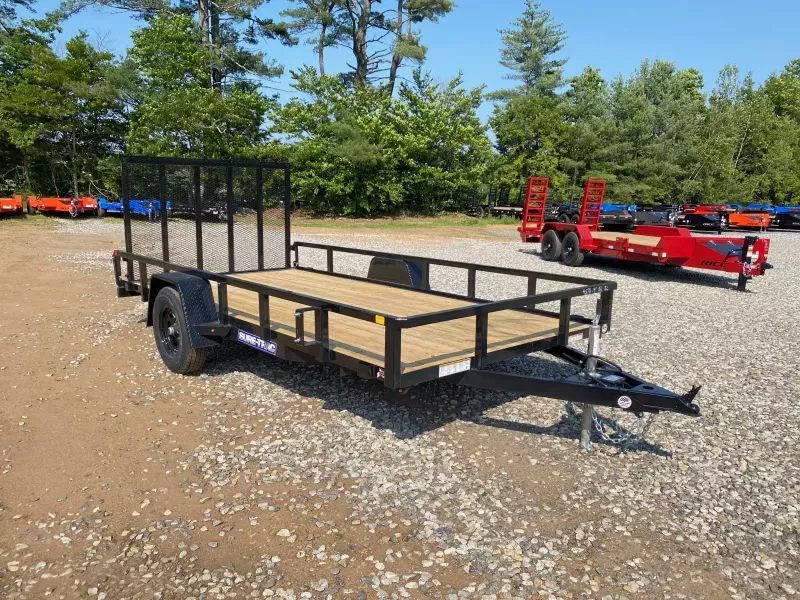2026 Sure-Trac 7x14 Powder Coated 5K Utility Trailer w/Fold Flat Ramp Gate