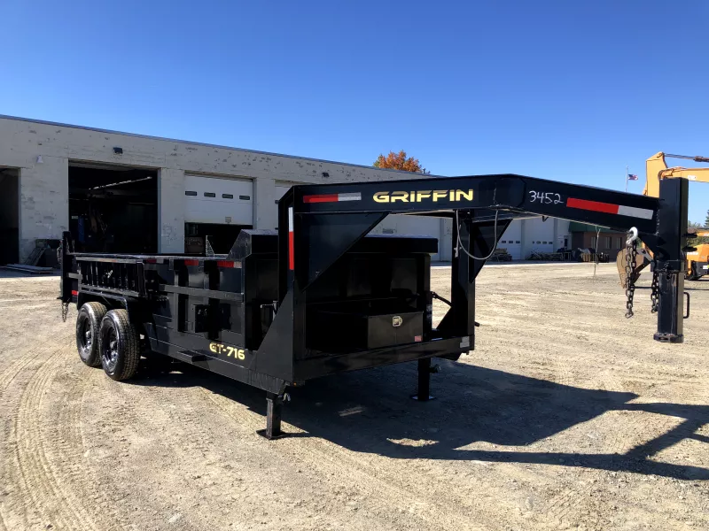 USED 2023 Griffin 7x16 14K Gooseneck Dump w/ Ramps. 5505 lbs.