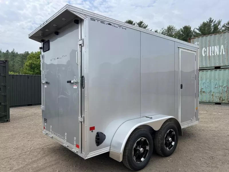 2025 Stealth Trailers  6x12 Aluminum Enclosed Cargo w/Extra Height, Black Aluminum Wheels & Rear Door Canopy w/Lights 