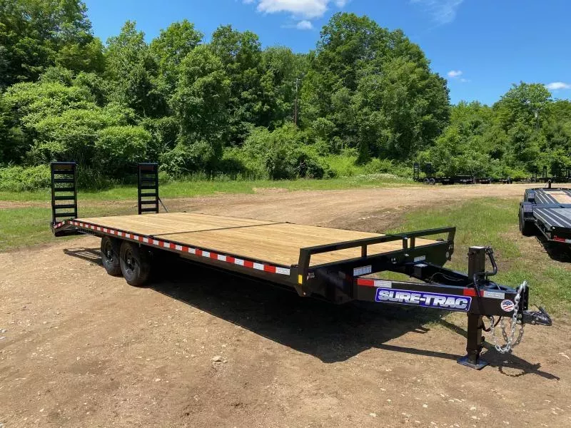 2026 Sure-Trac 8.5x22+4 Powder Coated 15K Deckover Equipment Trailer w/Stand-Up Ramps