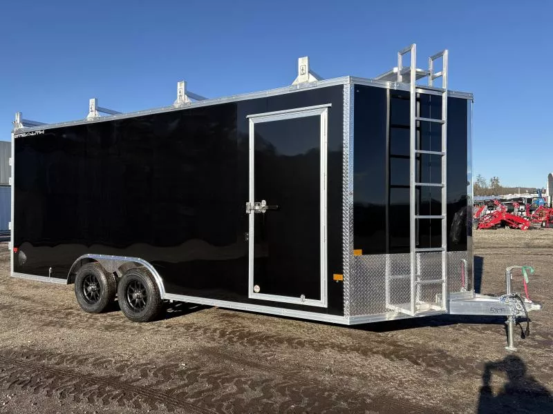 2026 Stealth Trailers  8.5x18 Aluminum Enclosed Cargo Trailer w/Contractor Package, Extra Height, Black Aluminum Wheels & PolyCOR Exterior 