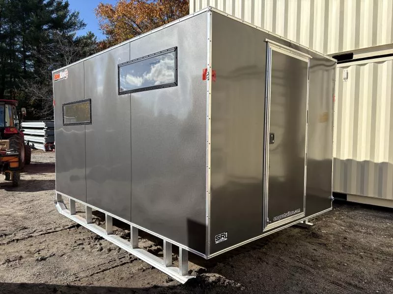 2026 SnoPro Trailers 8X12 Insulated Aluminum Ice Shack w/White Walls, Ceiling, Tow Hitch & Skis