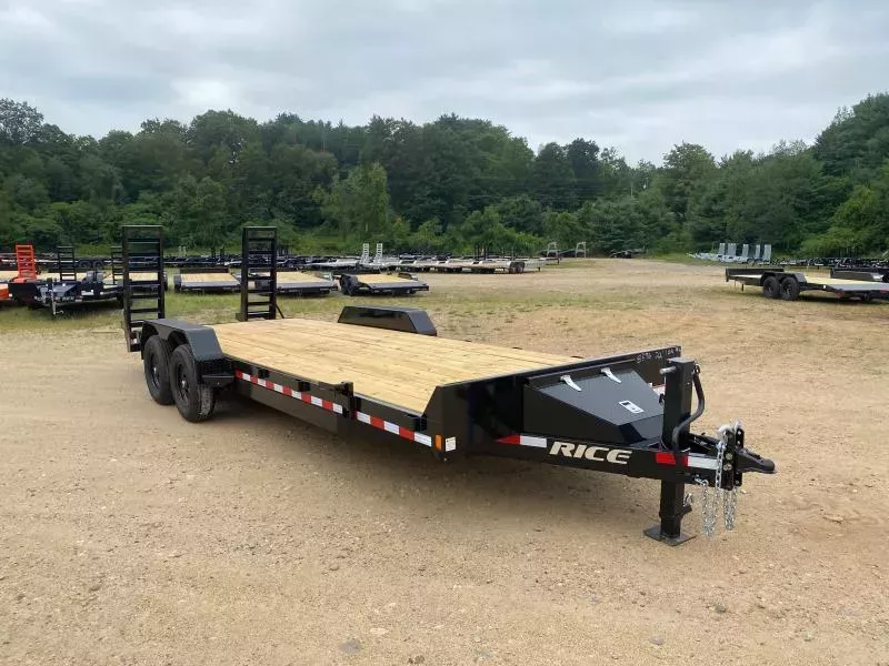 2026 Rice Trailers 7x22 Powder Coated 10k Equipment Trailer w/Toolbox & Ramps