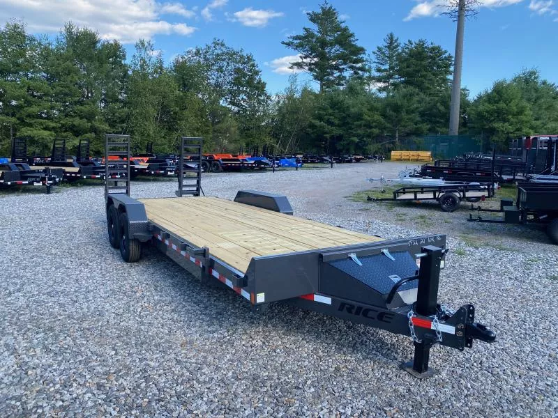 2025 Rice Trailers 7x22 Powder Coated 10k Equipment Trailer w/Toolbox & Ramps