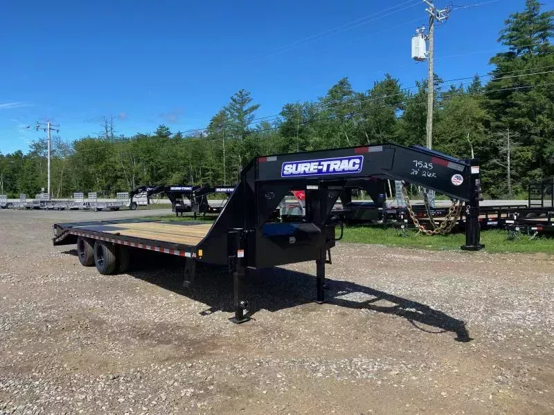 2026 Sure-Trac 8.5x20+5 Powder Coated 25.9K HD LowPro Gooseneck Equipment Trailer w/Full Width Ramps