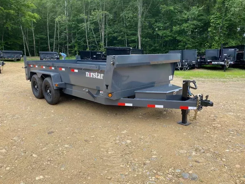 2026 Norstar 7x16 Powder Coated 14K Dump Trailer w/Tarp Kit & Ramps