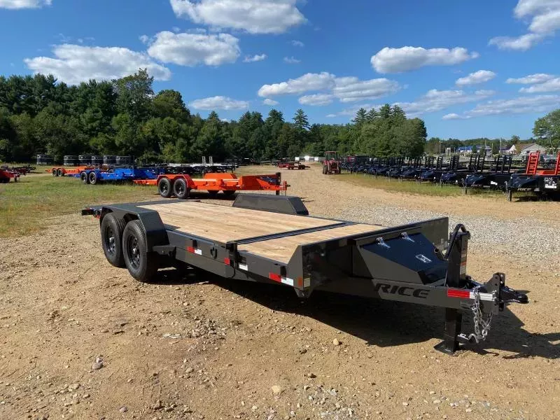 2026 Rice Trailers 7x16+4 Powder Coated 14K Partial Tilt Equipment Trailer w/D-Rings & Toolbox