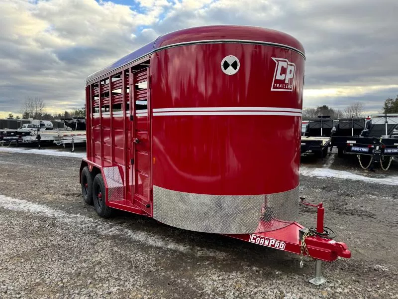 2026 CornPro 7x14 Steel 10K Livestock Trailer w/Extra Height, Center Divider & Combo Gate