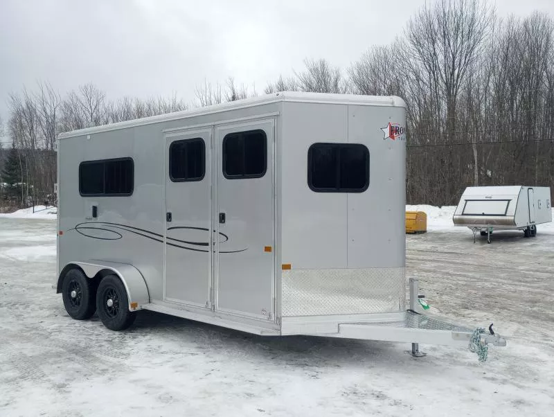2026 Frontier Trailers Ambassador 67" Tack Aluminum 2-Horse Straight Load w/Rear Ramp, Front Tack, 8K Pedestal Jack