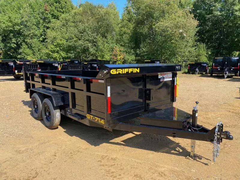 2026 Griffin Trailers 7x14 Powder Coated 14K Dump Trailer w/Tarp Kit, Ramps, & Charger