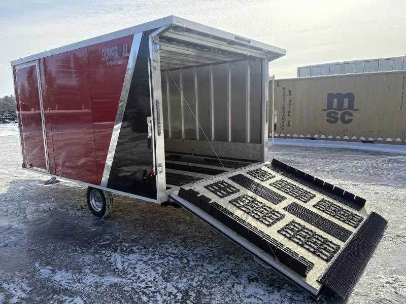2026 Durabull Trailers 101x12 2-Place Aluminum Multisport Snowmobile Trailer w/Rear Spoiler w/Load Lights, Galvanized Package, Multisport Package & Two-Tone Package