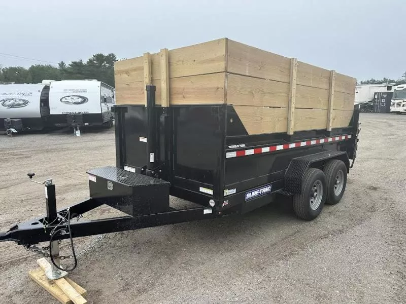 2024 Sure-Trac 6x12 10K Telescopic Dump Trailer w/Ramps, Spare Tire Mount & Board High Sides