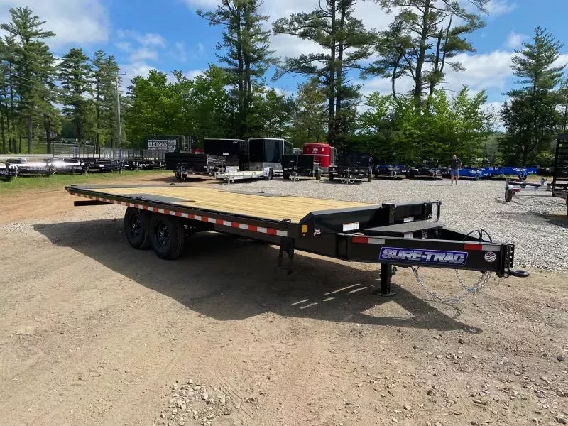 2026 Sure-Trac 8.5x22 Powder Coated 15K Power Tilt Deckover Equipment Trailer w/2nd Jack
