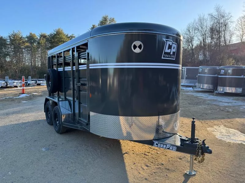 2026 CornPro 7x14 Steel 10K Livestock Trailer w/Center Divider & Combo Gate