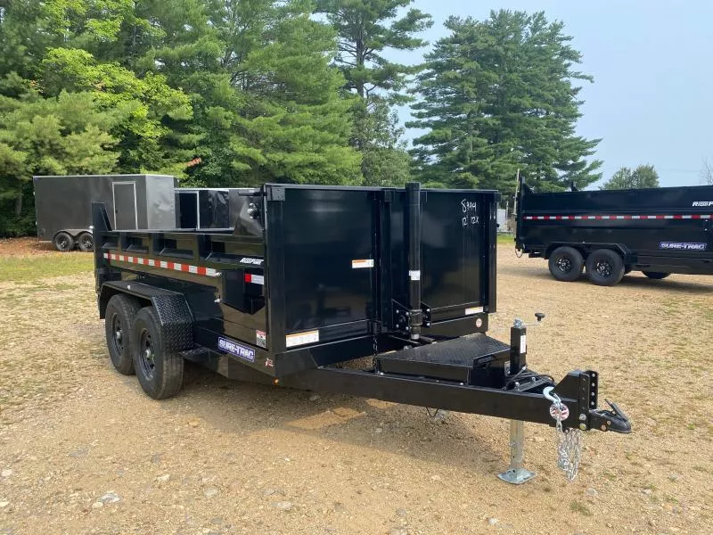 2025 Sure-Trac 7x12 Powder Coated 12K Low Profile Telescopic Dump Trailer w/Tarp Kit & Ramps
