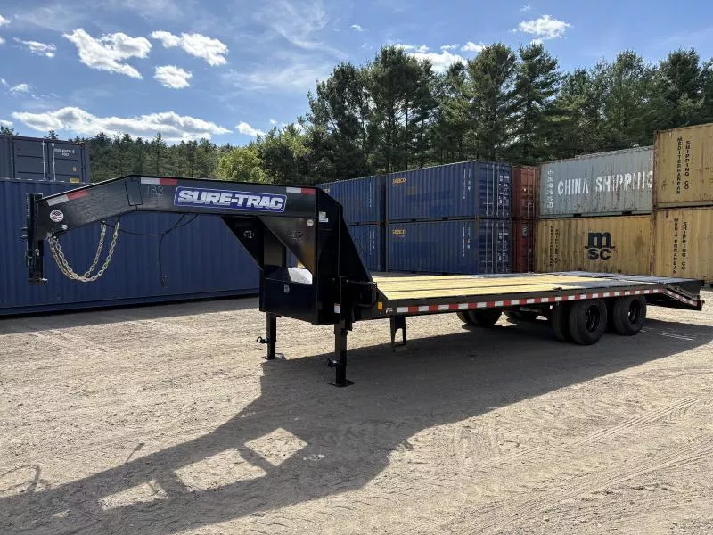 2026 Sure-Trac 8.5X20+5 Powder Coated 22.5K Gooseneck Deckover Equipment Trailer w/Full Width Ramps