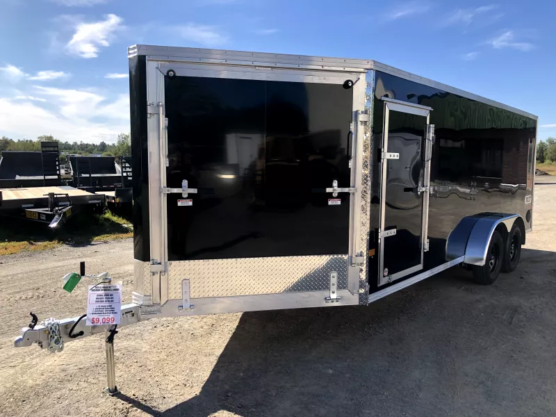 2026 E-Z Hauler 7x18 Aluminum 3-Place Drive In/Out Snowmobile Trailer w/Spring Assist Ramps. 1930 lbs.