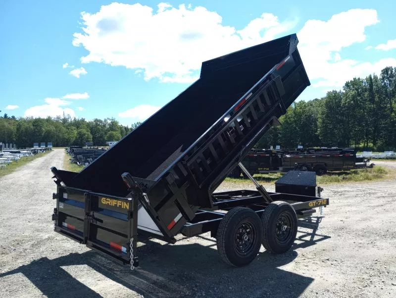2026 Griffin 7x12 12K Powder Coated Hydraulic Dump w/Ramps, 2-Way Spreader Gate