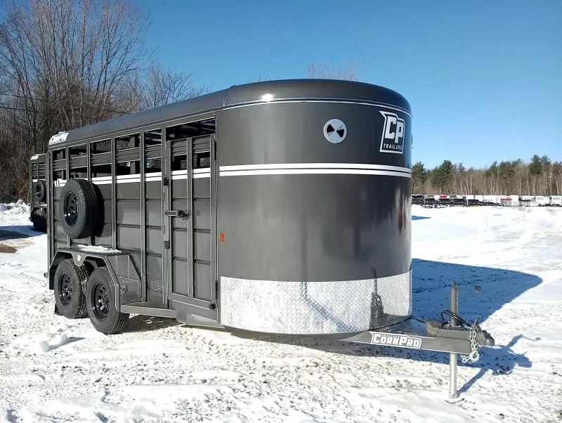 2026 CornPro 7x16 7K Livestock Trailer w/Center Swing Gate, Rear Swing Gate w/Sliding Calf Door