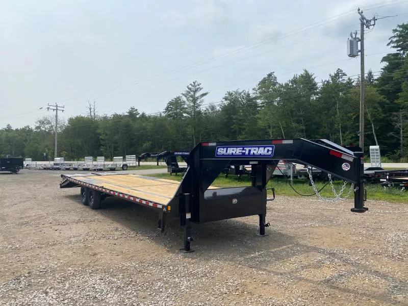 2025 Sure-Trac 8.5x25+5 Powder Coated 15K Deckover Gooseneck Equipment Trailer w/Full Width Ramps
