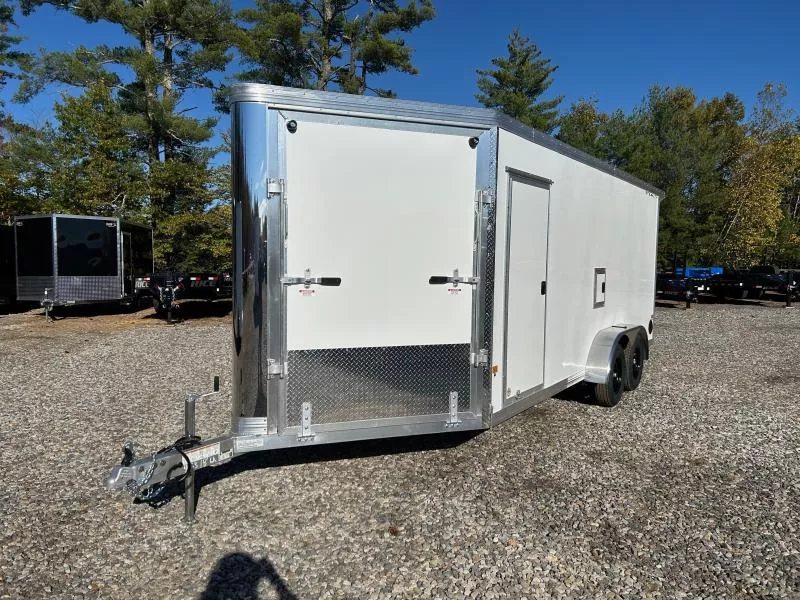 2026 Stealth Trailers 7x18+4.5 Aluminum 3-Place Drive In/Out Enclosed Snowmobile Trailer w/Extra Height & Spoiler