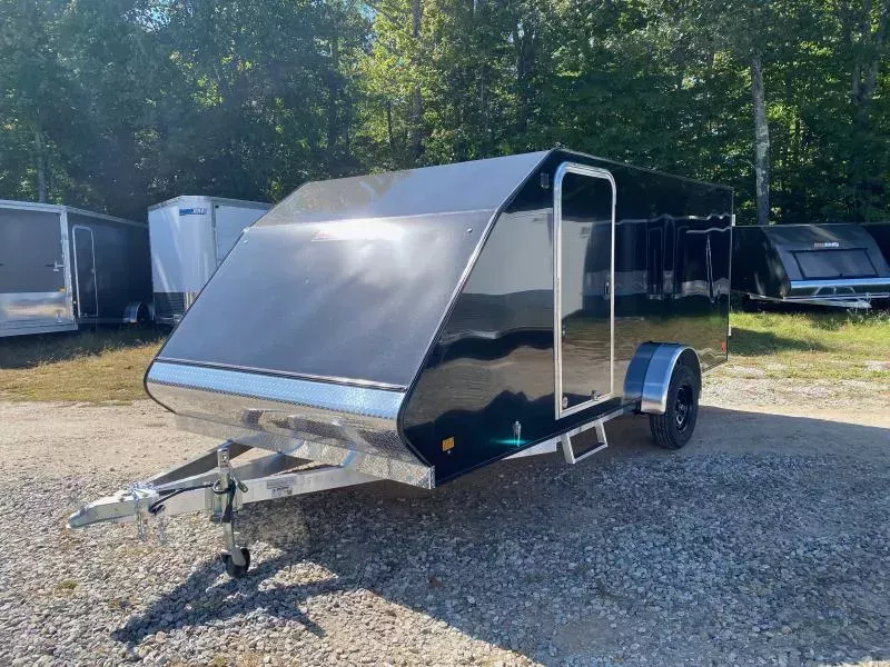 2026 SnoPro Trailers 7.4x16 Aluminum Enclosed 2-Place Snowmobile Trailer w/Tapered Ramp Door
