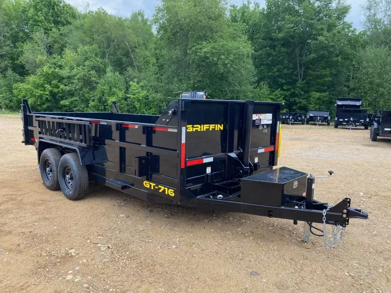 2025 Griffin Trailers 7x16 Powder Coated 14K Telescopic Dump Trailer w/Tarp & Ramp Kit