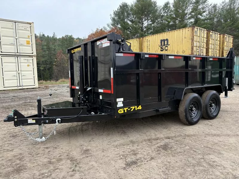 2026 Griffin Trailers 7x14 14K Telescopic Powder Coated Dump Trailer w/36” High Sides, Tarp Kit, & Battery Charger