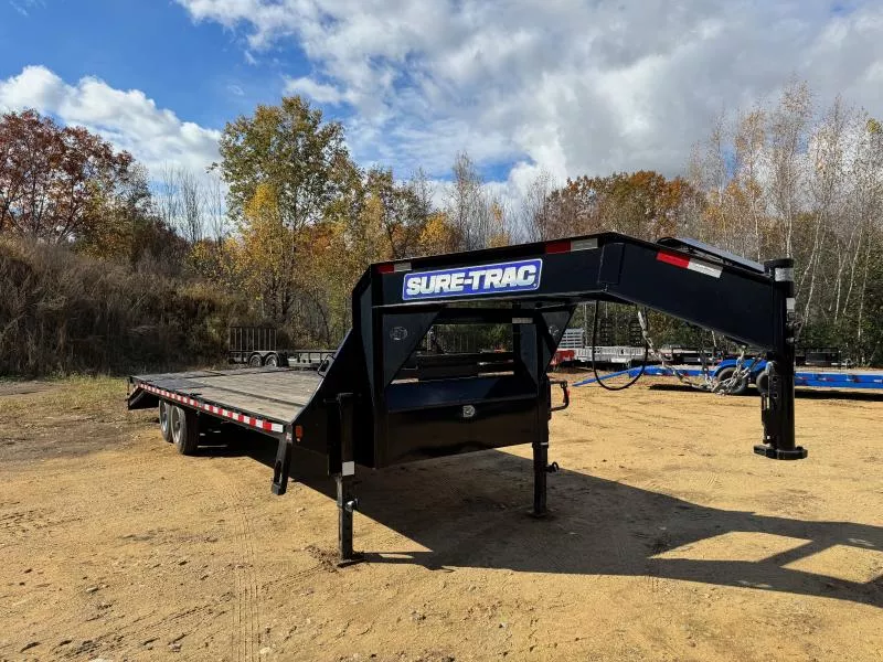 2023 Sure-Trac 8.5x20+5 Powder Coated 17.6K Deckover Gooseneck Equipment Trailer w/Full Width Ramps