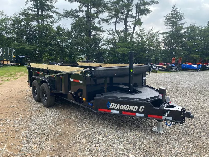 2025 Diamond C Trailers 7x14 Powder Coated 14.9K Tele Dump Trailer w/Wireless Remote & Stabilizer Jacks
