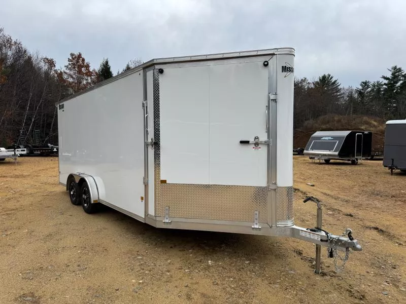 2023 Mission 7.5x18+6 Aluminum 3-Place Enclosed Snowmobile Trailer w/Mats, Guides, & Spoiler