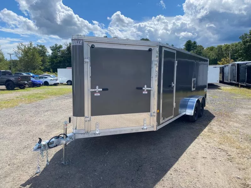 2026 E-Z Hauler 7x18+4.5 Aluminum 3-Place Enclosed Snowmobile Trailer w/Fuel Door