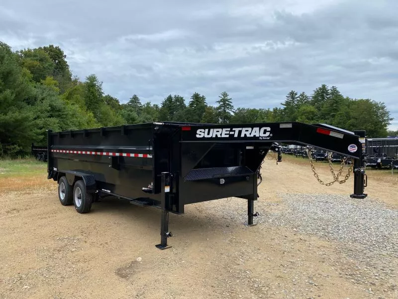 2025 Sure-Trac 7x20 Powder Coated 25.9K Super Duty Gooseneck Dump Trailer w/Tarp Kit & Ramps