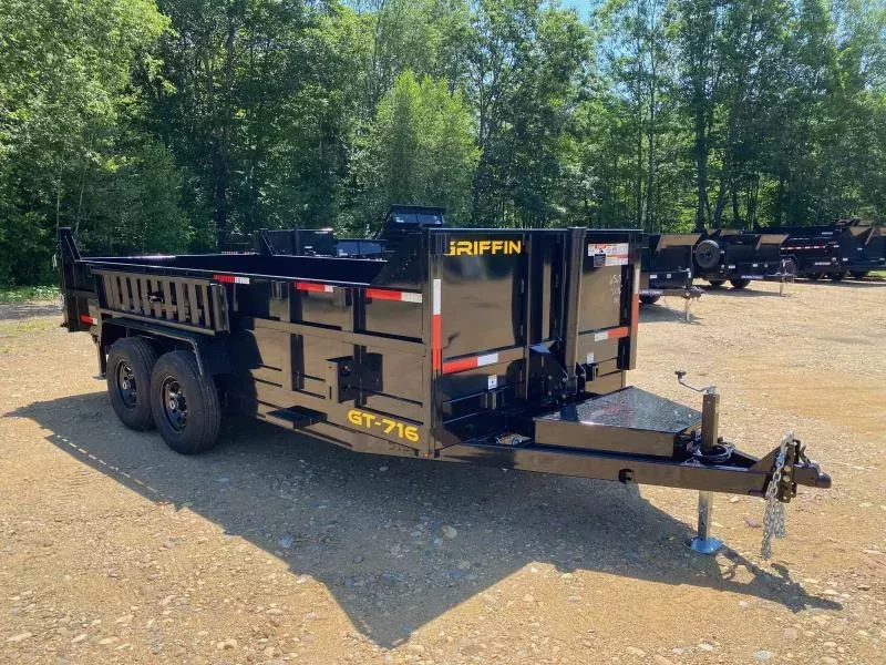 2026 Griffin 7x16 Powder Coated 14K Telescopic Dump Trailer w/Ramp Kit