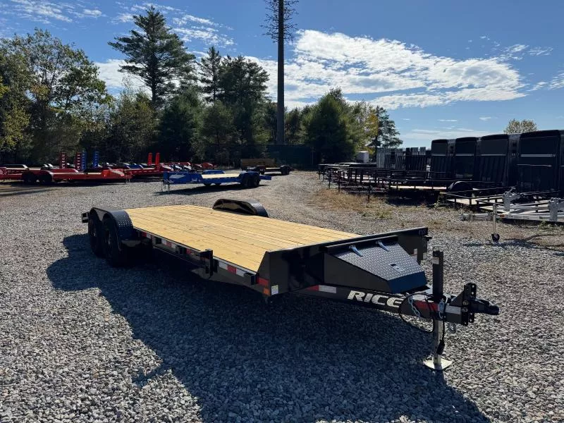 2026 Rice Trailers 7x22 Powder Coated 10k Car Hauler w/Slide-In Ramps