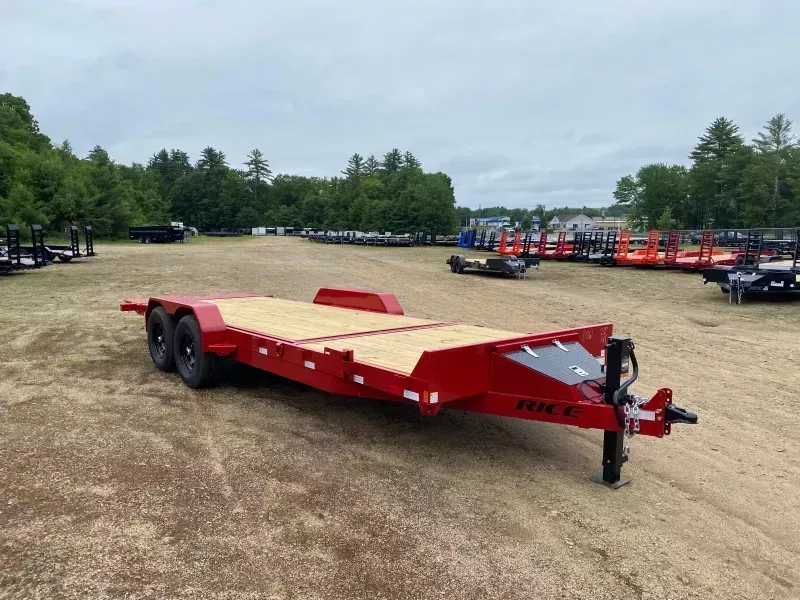 2026 Rice Trailers 7x16+6 Powder Coated 14K Partial Tilt Equipment Trailer w/D-Rings & Toolbox