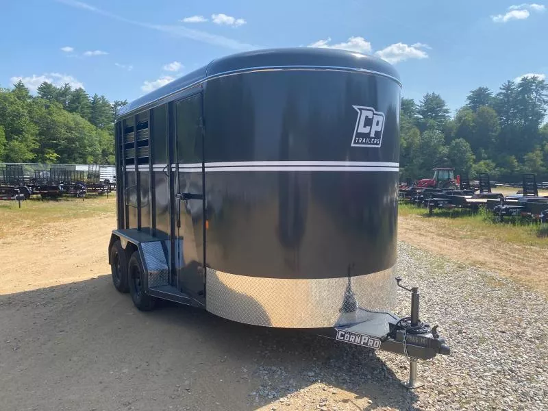 2025 CornPro 7x14 Steel 7K Slant Load Horse Trailer w/Extra Height & Rubber Bumpers