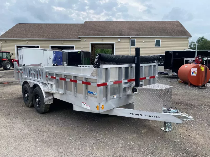 2026 CargoPro Trailers 7x16 Aluminum 12K Dump Trailer w/Tarp Kit, Ramps, & Alum Wheels