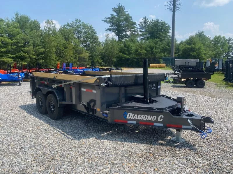 2025 Diamond C Trailers 7x14 Powder Coated 14.9K Tele Dump Trailer w/Wireless Remote & Stabilizer Jacks