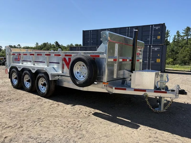 2025 N&N Trailers 7x16 22.5K Galvanized Dump w/4” Dropped Axle, Spare Tire & Mount 