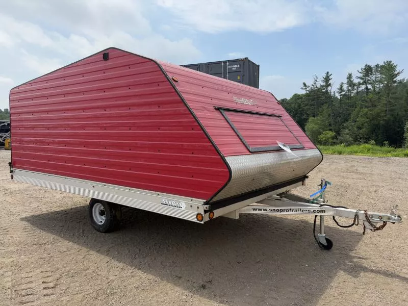 2010 SnoPro Trailers 101x12 2-Place Clamshell Snowmobile Trailer w/Track Mats, Ski Guides & Rear Access Door 