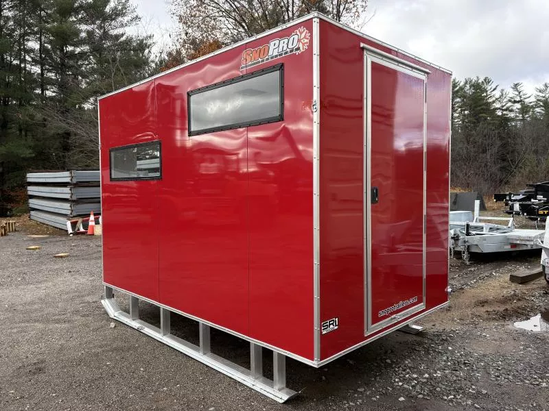 2026 SnoPro Trailers 6x10 Insulated Aluminum Ice Shack w/White Interior Ceiling & Walls, Tow Hitch & Skis