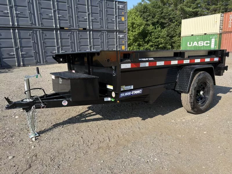 2026 Sure-Trac 5x8 Low Profile Powder Coated Dump Trailer w/ Barn Doors