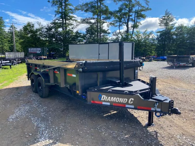 2025 Diamond C Trailers 7x16 Powder Coated 14.9K Tele Dump Trailer w/Wireless Remote & Hyd Jack