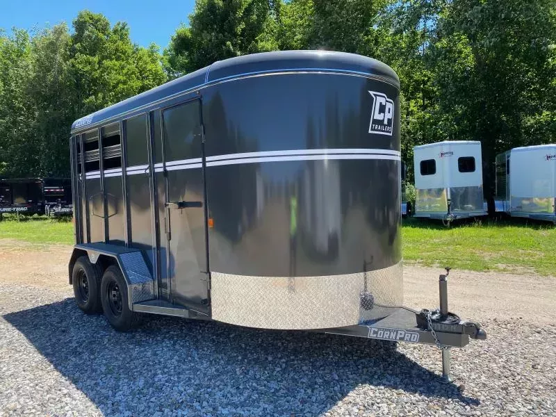 2025 CornPro 7x14 Steel 7K Slant Load Horse Trailer w/Extra Height & HD Dividers