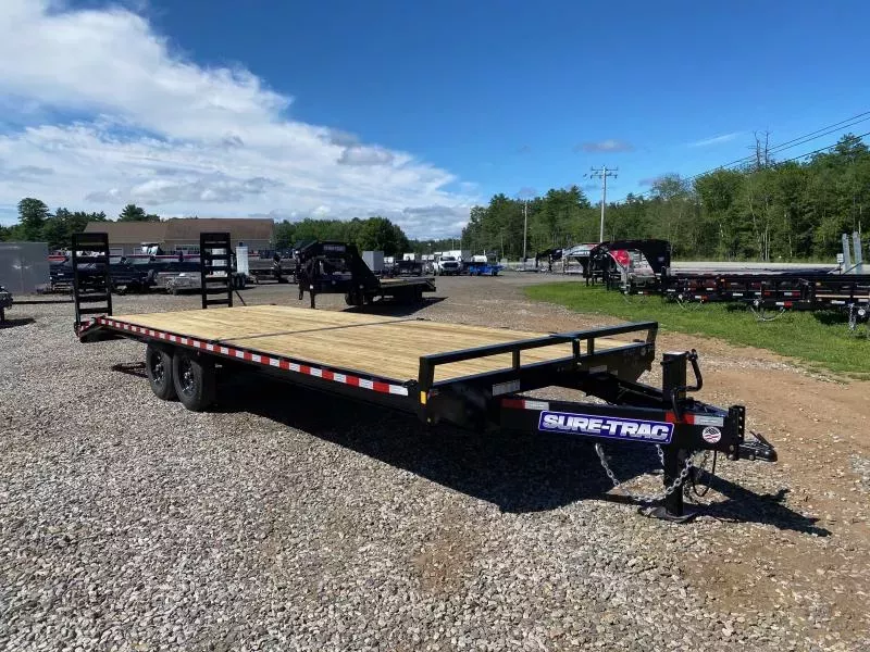 2026 Sure-Trac 8.5x22+4 Powder Coated 15K Deckover Equipment Trailer w/Stand-Up Ramps
