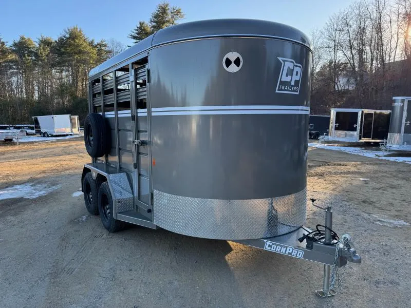 2026 CornPro 7x12 Steel 7K Livestock Trailer w/Extra Height, Center Divider & Combo Gate