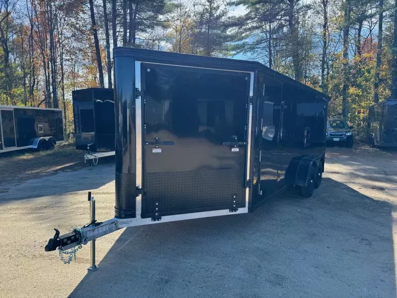 2026 Stealth Trailers 7x18+4.5 Aluminum 3-Place Drive In/Out Enclosed Snowmobile Trailer w/Tapered Ramps & Spoiler